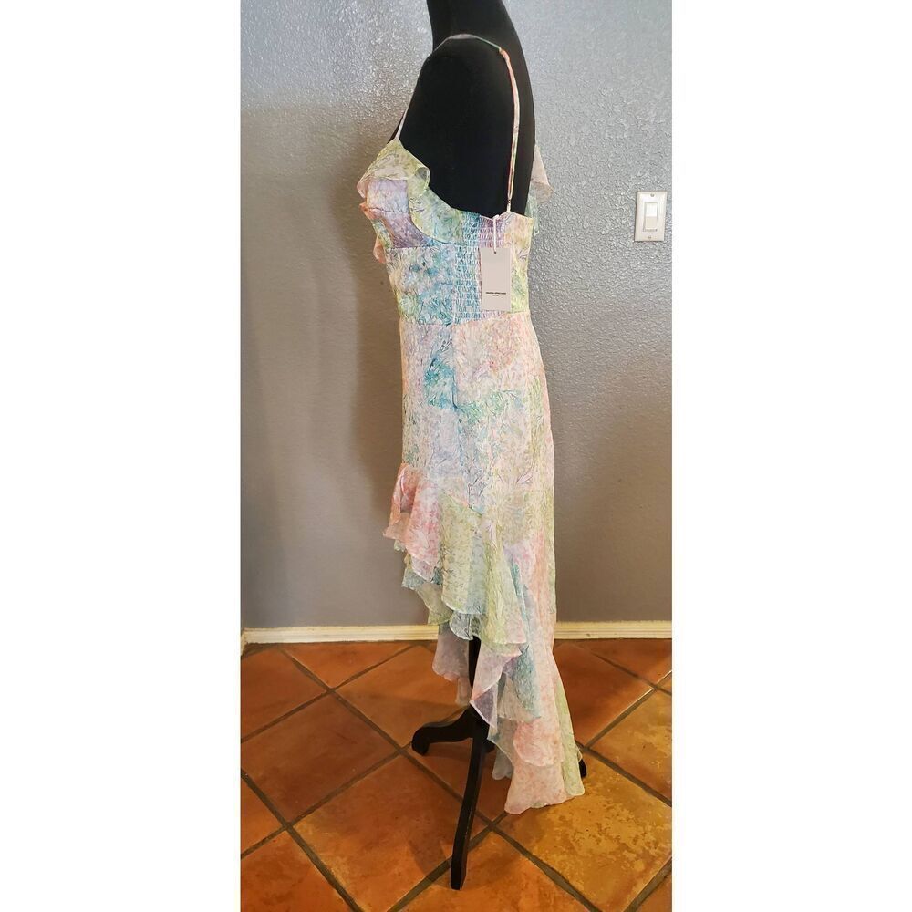 Amanda Uprichard‎ Lively Pastel Sequin Asymmetrical Ruffle  Midi Dress Size M - Picture 7 of 13